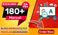 Buy Backlinks of 180+ MANUALLY BLOG, EDU, PDF, PROFILE, BOOKMARK, WIKIS HIGH DA BACKLINKS PR9 DA UPTO 100